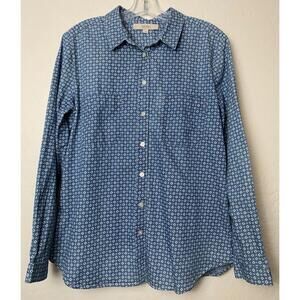 Ann‎ Taylor LOFT Soft Chambray Shirt S Blue White 0004